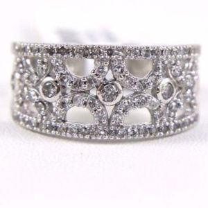 Curve Cluster Diamond Ladys Ring Band 10K WG .75Ct